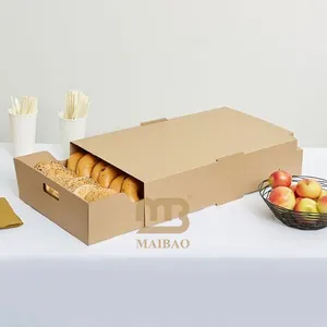 डोनट बैगल के लिए अतिरिक्त बड़ी कैटरिंग ट्रांसपोर्ट ट्रे, खाद्य वितरण सैंडविच नालीदार क्राफ्ट दराज बॉक्स स्टीमटेबल ले जाएं