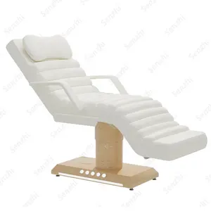 Cama de massagem de beleza luxuosa com 3 motores e base banhada a ouro para cílios, cama de massagem de beleza com luz LED para salão de beleza