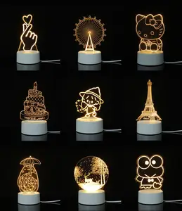 Luz de noche pequeña Led con logotipo personalizado creativo, lámpara de mesita de noche Usb de dibujos animados en 3D, lámpara de mesa, regalo de vacaciones, luz de noche para habitación de niños