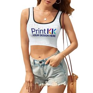 Camisetas sin mangas recortadas con imagen personalizada para mujer, corsé de punto de LICRA transpirable, estilo informal, ropa de discoteca, pantalones cortos largos estampados XS para verano - Product Image 1