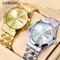 LONGBO Bracelet de montre 20 mm Rectangle Double heure Dernier modèle pour hommes Montre à main pour garçons Verre étanche Montres tendance Alliage Rond 38 mm