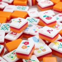 Tuiles de Mahjong Américaines de Luxe, Table de Mahjong Orange à Quatre Niveaux, Portable, en Acrylique, Fabriqué en Chine, Jeux de Cartes de Divertissement