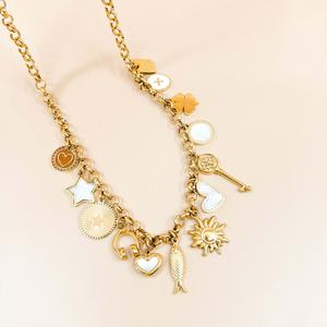 Collar con Colgante de Cadena de Acero Inoxidable Color Oro 18K, Estilo Moderno, con Llave del Amor, para DIY, Nueva Moda en Europa y Estados Unidos - Product Image 1