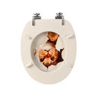 Couverture de siège de toilette en bois ronde de 18 pouces, design moderne, charnière en métal, impression par transfert d'eau