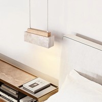 Wabi Sabi Moderne Nordique Pendentif Lumière Lampe Grand E27 Lustre Naturel Jaune Travertin Pierre Fer Chambre Escaliers Loft Suspendu