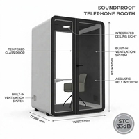 UNIBOOTH Cabine de bureau insonorisée de luxe 33 dB, ignifuge ISO 23351 ASTM-E84, à montage rapide, pour salle de formation, hall, commande en gros