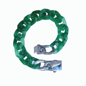 Bracelet en agate à maillons cubains, bracelet en chaîne de pierres perlées, accessoire de bijouterie tendance - Product Image 6