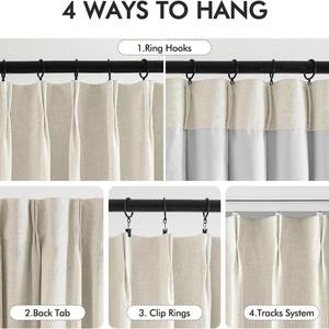 Haute qualité <span class=keywords><strong>lin</strong></span> coton <span class=keywords><strong>Double</strong></span> couche doublure blanche <span class=keywords><strong>rideaux</strong></span> plissés coréens entièrement occultants oeillet moderne tissé dos blancs - Product Image 6