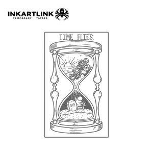 Tatuaje Semipermanente de Diseño Artístico de Calavera con Reloj de Arena Surrealista, Resistente al Agua, con Jugo de Fruta Natural, Dura 2 Semanas - Product Image 3