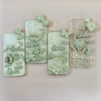 Lot de 43 pièces mixtes de décorations en strass blanc et rose, motifs Dollar, Lèvres, Ours, Cœur, Papillon, Chaîne, Sac, Étoile, Nœud, pour coques de téléphone