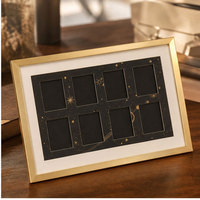 Cadre photo doré multi-ouvertures (8 emplacements) avec étoiles célestes et passe-partout noir, pour bureau, décoration intérieure