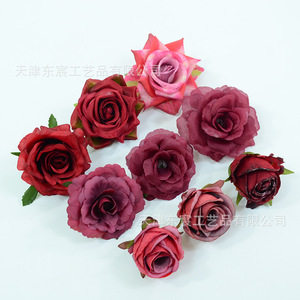 Fleurs artificielles en soie bordeaux Dongchen Arts Crafts, base de fleurs de 10 cm et moins, pour décorations de mariage et de maison - Product Image 2