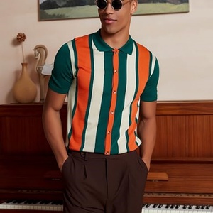 Camisas de Golf de Manga Corta para Hombre, Estilo Vintage, Tejido Transpirable de Viscosa/Algodón, Corte Regular, Estampadas, con Botones - Product Image 1