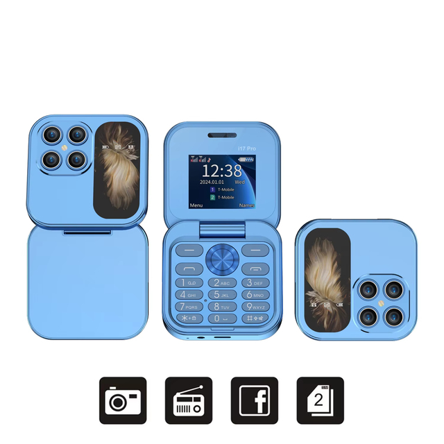 New Style I17 Pro Flip Feature Phone GSM 2G Mobile Phone Magic Voice 1.77 Inch Screen Button Phone FM Radio Music Player Factory