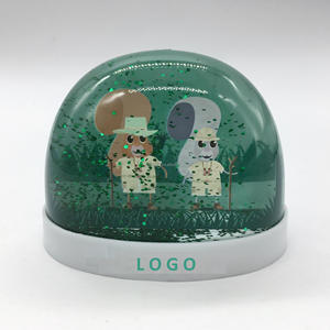 Cadre <span class=keywords><strong>Photo</strong></span> liquide motif personnalisé à l'intérieur Globe personnalisé mignon dessin animé Animal vert forêt boule d'eau en plastique Base elliptique - Product Image 2