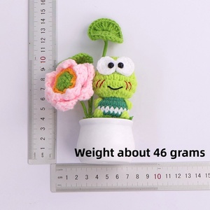 Adorno de Hilo Tejido a Mano, Rana y Loto en Maceta, una Pequeña Pieza Decorativa |   Regalo para el Día del Maestro y la Temporada de Graduación - Product Image 4