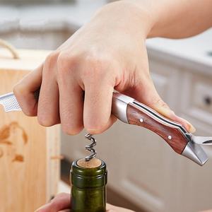 Многофункциональное Красное Вино Ручной сомелье, штопор из розового дерева, плоский дизайн, Экологически чистая конструкция из нержавеющей стали, деревянная Конструкция - Product Image 4