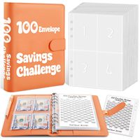Organiseur/Agenda A5 en cuir PU à spirale, couverture rigide, 25 feuilles, avec défi d'épargne de 100 enveloppes, plusieurs couleurs, idéal comme cadeau