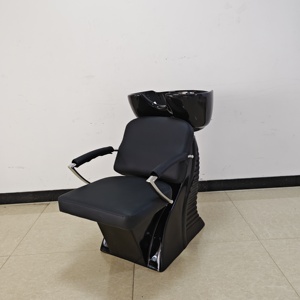 Fauteuil de lavage pour salon de coiffure / Unité de lavage avec bac à shampoing et chaise / Fauteuil de lavage doré pour salon - Product Image 3