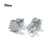 Boucles d'oreilles clous en argent 925 fin avec moissanite VVS taille ronde, bijoux classiques pour mariage et soirée, pour femmes et hommes, usage quotidien