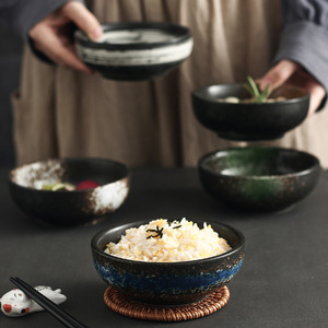 Bol à riz en céramique de style Japandi de 4,5 pouces pour les fêtes, les restaurants et la cuisine domestique, résistant à la chaleur, passe au lave-vaisselle - Product Image 1