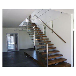 Escalera Flotante Moderna con Viga Central de Acero, Escaleras Interiores con Barandilla de Vidrio sin Marco - Product Image 5