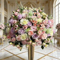 Centre de table en rose artificielle rose et violette de luxe de 80 cm/50 cm, arrangement floral élégant pour mariage, banquet et décoration de fête