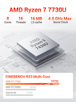 Mini PC Firebat R3 flambant neuf, AMD Ryzen 7 7730U, 16 Go de RAM, 512 Go de SSD, idéal pour les étudiants, construction de haute qualité, expédition instantanée