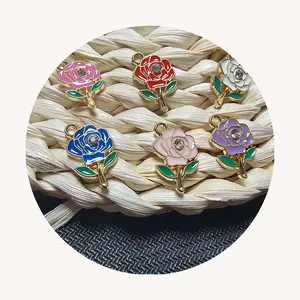 100 шт. 12*19 мм Эмаль Цветок розы Подвески кулон Сделай своими руками ювелирные изделия Аксессуары для ожерелья браслет серьги