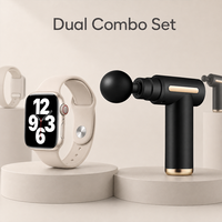 XTAURI RM62 2-in-1 Smartwatch & Mini Massage Gun Kit dengan Layar AMOLED Bahan ABS Monitor Kesehatan Olahraga untuk Pria & Wanita