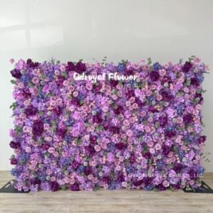 ผนังดอกไม้ประดิษฐ์สีม่วงแบบม้วนได้ 3 มิติ ขนาด 8x8 ฟุต สำหรับตกแต่งงานแต่งงาน ขายส่ง - Product Image 6