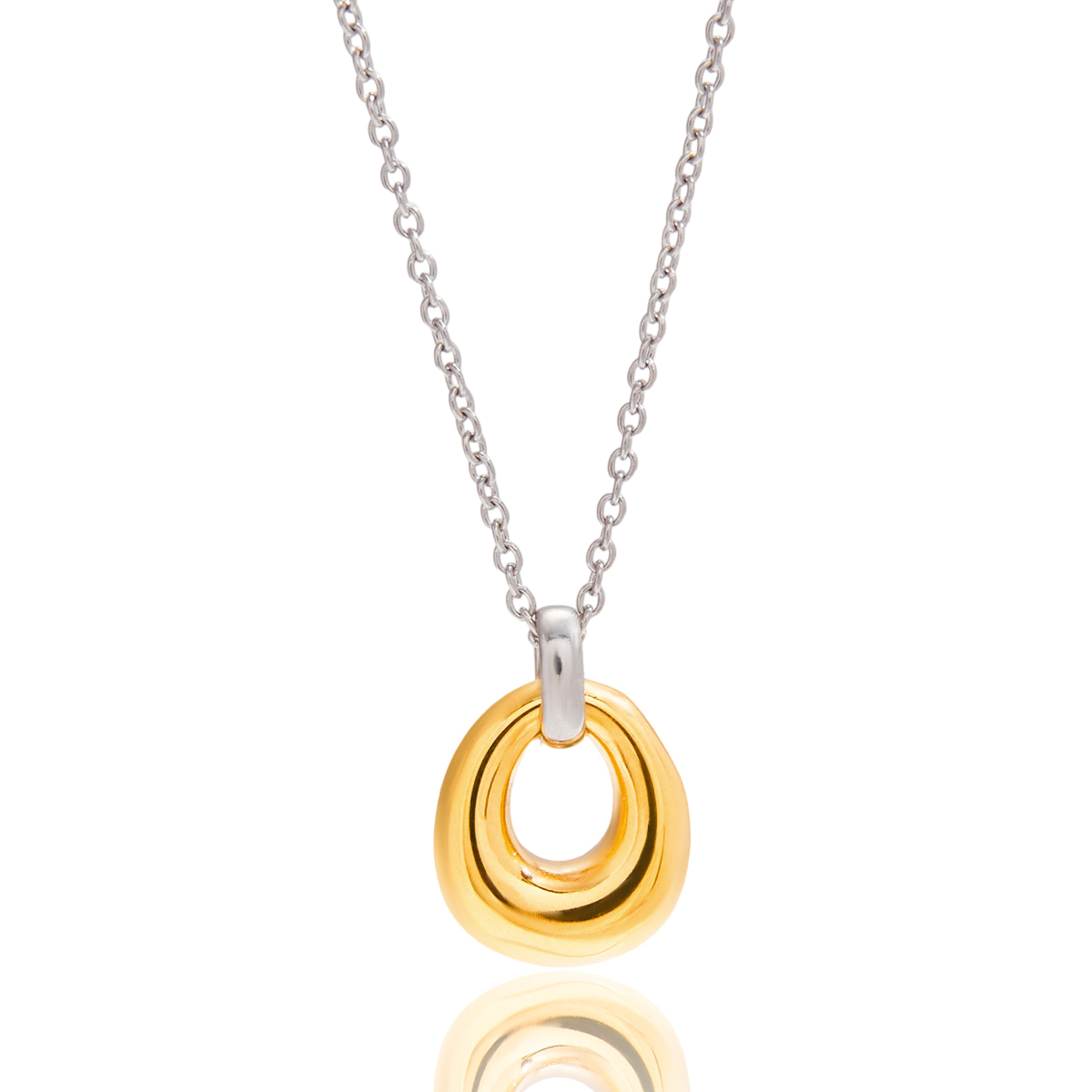Two Tone Double-ring Interlocking Necklace