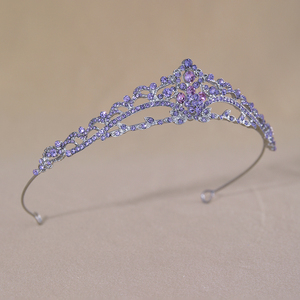 Diadème Couronne Princesse Lavande Violette en Strass Argenté pour Filles et Femmes – Idéal Mariage, Bal de Promo, Première <span class=keywords><strong>Communion</strong></span>, Concours de Beauté, Bandeau - Product Image 2