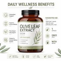 Fabrication et conception d'étiquettes personnalisées de capsules végétaliennes à base d'extrait de feuille d'olivier, formule personnalisée, supplément à base de plantes, marque privée OEM ODM
