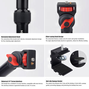 Support de fixation réglable à trois volets, robuste et léger, avec rotation à 360° pour appareil photo reflex numérique, téléphone, micro, anneau lumineux, studio - Product Image 6