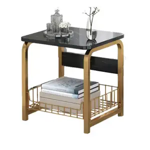 Produttore di fabbrica fornitore all'ingrosso quadrato Mdf stoccaggio metà del secolo moderno soggiorno ha portato in legno chiaro tavolini da caffè