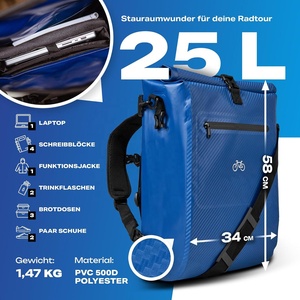 Bolsa de <span class=keywords><strong>bicicleta</strong></span> 3 en 1 para alforja con mochila impermeable 25L bolsa de Alforja reflectante con red de <span class=keywords><strong>casco</strong></span> resistente al desgarro - Product Image 5