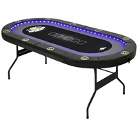 Table de poker LED ovale pliable sur mesure de 213 cm avec rail en feutre en contreplaqué, logo et port USB Type C pour clubs, salles de jeux et équipement de casino – Fournisseur