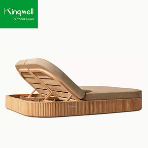 أثاث حمام سباحة للفناء عالي الجودة ، طقم صالة حديقة للاسترخاء في جميع الأحوال الجوية ، سرير نهاري خشبي خارجي من خشب الساج - Product Image 5