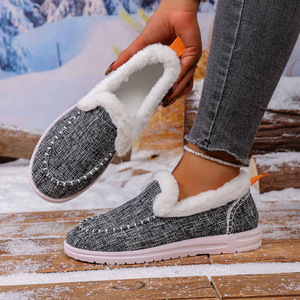 <span class=keywords><strong>Chaussures</strong></span> plates décontractées pour femmes en gros, confortables et chaudes, idéales pour l'hiver, sans lacets, type mocassins - Product Image 5