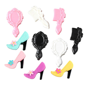 Belle dame <span class=keywords><strong>chaussures</strong></span> à talons hauts peigne miroir Flatback résine Cabochon étui de téléphone portable décoration - Product Image 1