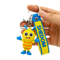 Porte-clés personnalisé avec logo, dessin animé et animation, en PVC, cadeau promotionnel, petite abeille, porte-clés personnalisé en caoutchouc