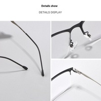 FEROCE Nouvelles Lunettes Demi-Montures en Alliage Ultra-Léger, Style Loisirs et Affaires, pour Visages en Diamant, Anti-Lumière Bleue, Unisexe, Branches à Ressort, Motif Uni