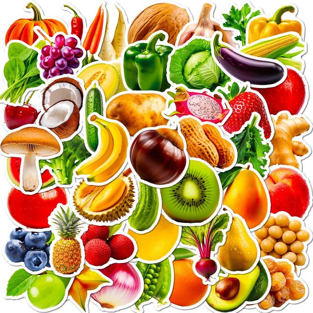 Fruit Vegetable Cartoon Stickers for Children-Eco-Friendly & Waterproof Learning About Fruits Vegetables Nature Educational Toy