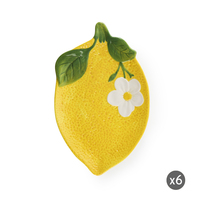Ensemble Excelsa de 6 assiettes de service en céramique Amalfi 26x3x16cm, vaisselle jaune, fabriqué en Chine