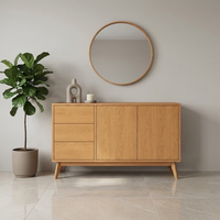 Commode à 3 tiroirs et 2 portes en bois de noyer, pieds coniques, style moderne du milieu du siècle, meuble de rangement pour salon, vente en gros OEM