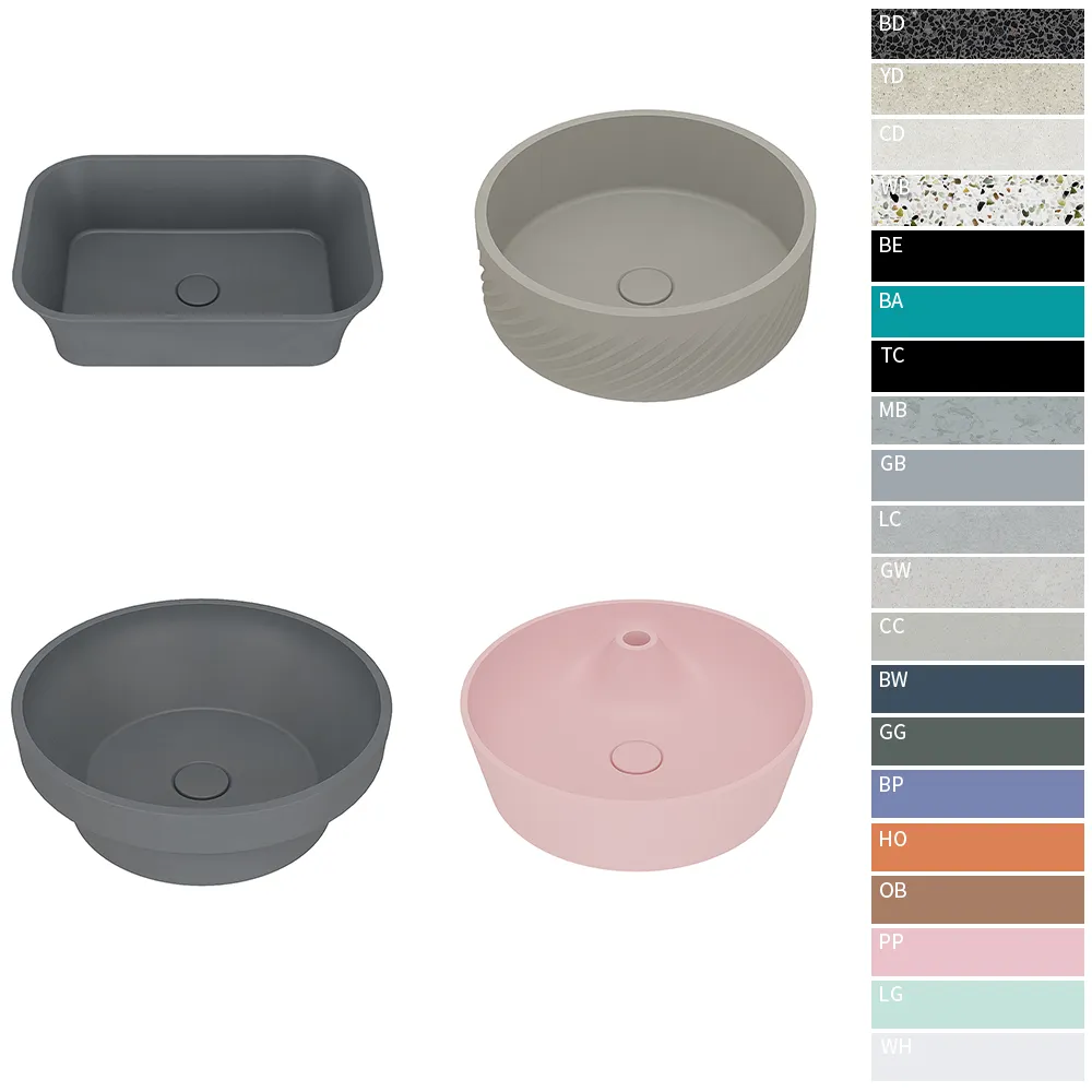 OEM новый умывальник современная серая бетонная поверхность текстура прямоугольный умывальник раковина для ванной комнаты