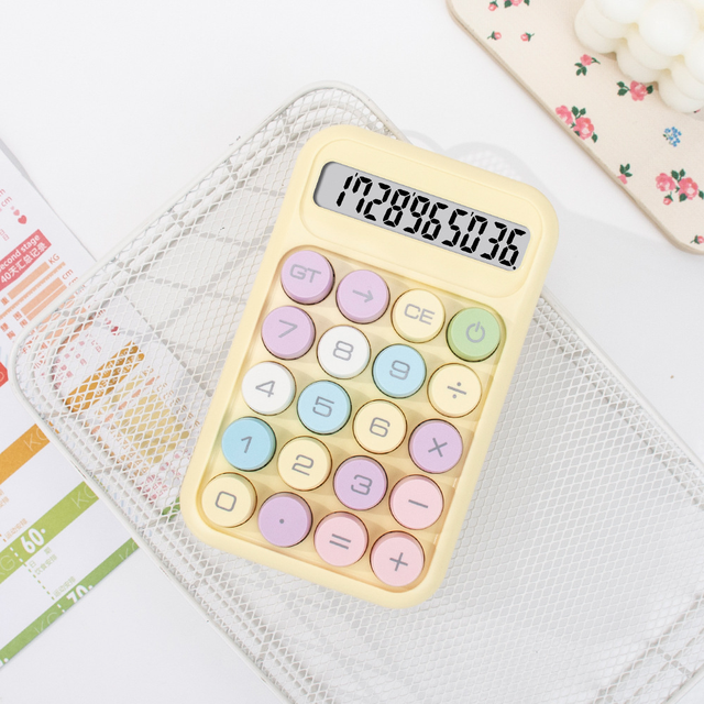 X1031-2 Hot Selling Mechanical Calculators 12digit LCD Display Round Button Cute Colored Desktop  Calculator for Office School