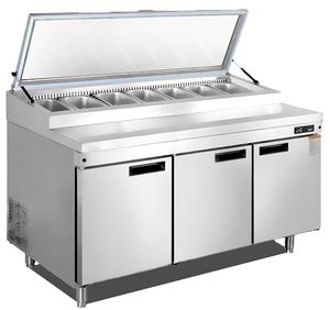 Refrigerador Comercial <span class=keywords><strong>SUMYO</strong></span> PZ385 de Acero Inoxidable para Cocina, Gran Capacidad 201/304, Temperatura Única, Banco de Trabajo para Pizza con Ventilador - Product Image 2