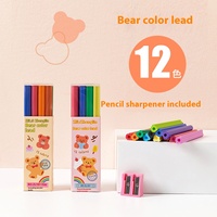 Ensemble de crayons en forme d'ours de 12 couleurs, 7 pouces, écologiques, imprimés UV, cadeau créatif, matière plastique certifiée EN71 LM